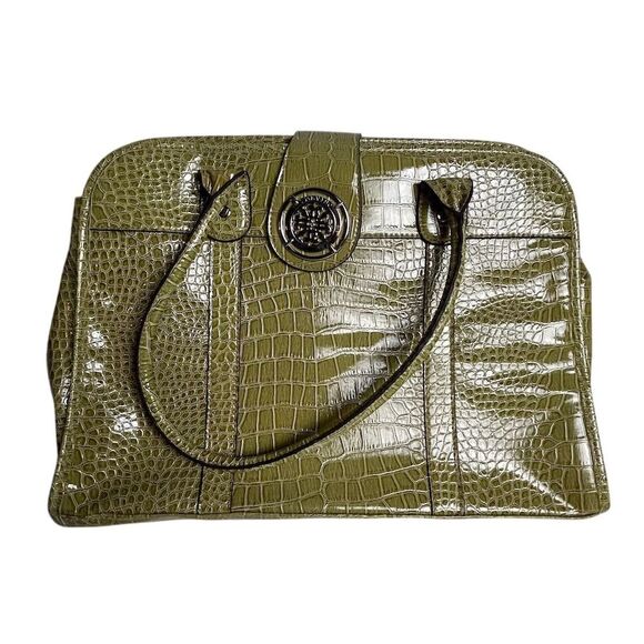 Treviso Green Faux Crocodile Embossed  Laptop Bag - Picture 13 of 15
